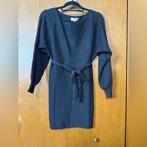 Elegant Black Knit Dress with Belt NWT